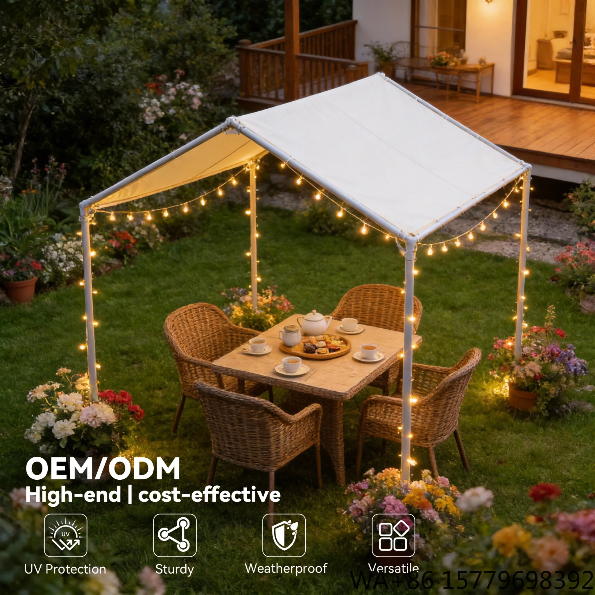 Wholesale Outdoor Tent for 5-8 People Lightweight Sun Shade UV Protection Rainproof Powder Coated Steel Frame Khaki Color for