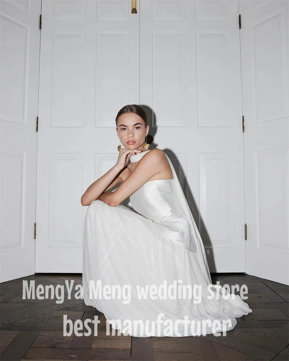 ZHUISHU 2025 Modern Simple A Line Wedding Dress 2 pcs Strapless Scalf Satin Tulle Scalf Bridal Gowns Plus Size Robes Customized