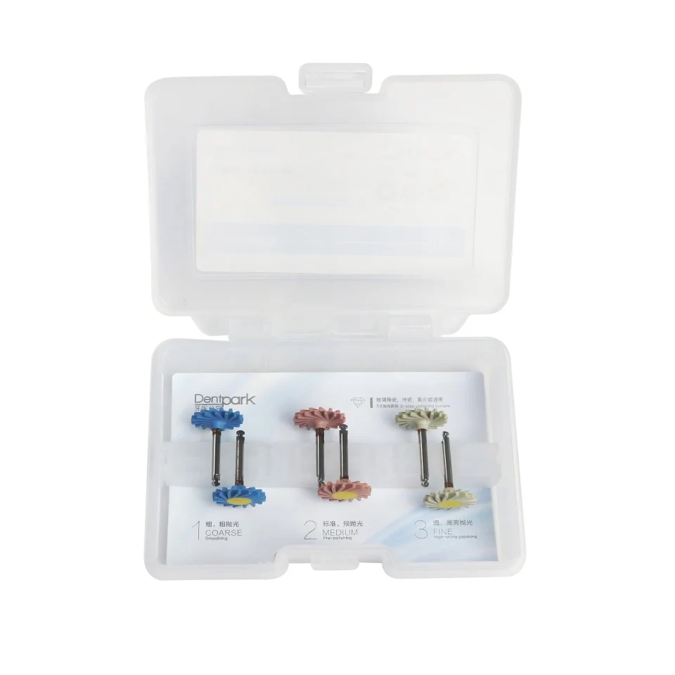 

6Pcs Dental Polishing Swirl Wheels Kit for Zirconia Ceramic Composite High Gloss Diamond Spiral Flexible Discs 14mm RA Shank