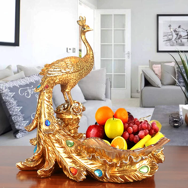 

European creative peacock fruit plate living room household light luxury coffee table dried fruit candy plate wedding