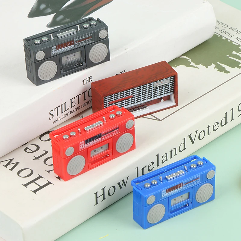 4Styles Dollhouse Miniature Radio Model Recorder Player Toy Doll Furniture Decor Doll House Retro Radio Recorder Player 1PC