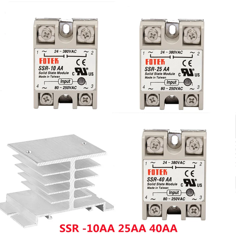 Ssr-10aa 25aa 40aa AC Control AC SSR White Case Single Phase Solid State Relay