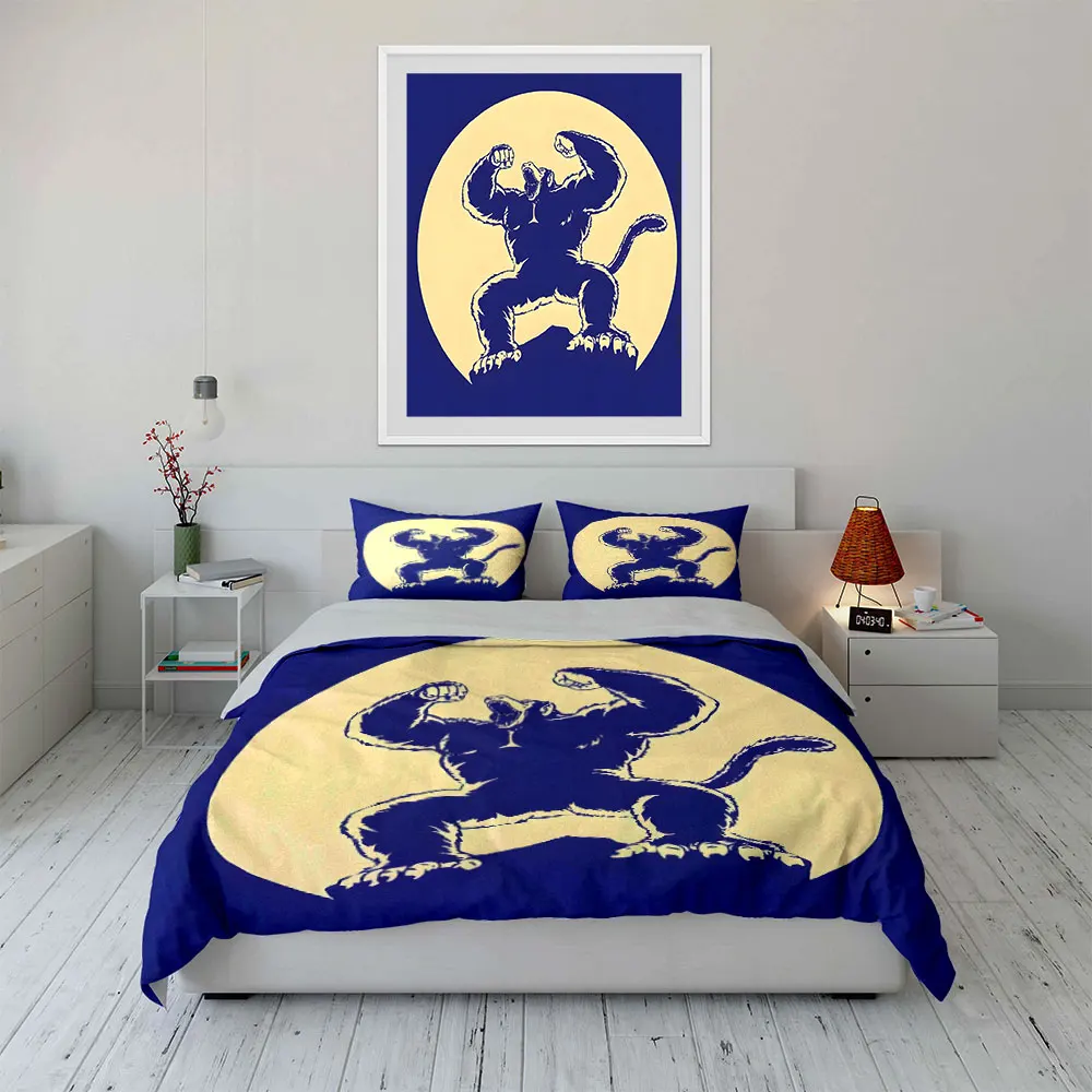 Giant ape roaring under moon Bedding Set for Kids Luxury Gift 3pcs Digital Print Comforter Set Soft Comfortable Breathable