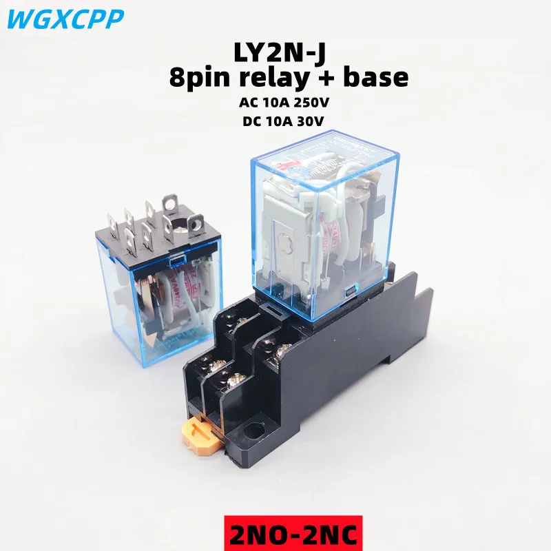 1PCS,LY2NJ,HH62P,Small Electromagnetic Intermediate Relay,AC10A/250V,8PIN,Coil,DPDT,With Socket Base,DC12/24V,AC110/220V,2NO-2NC