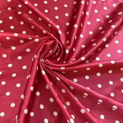 1 meter 95% Mulberry Silk 5% Spandex 21 momme Charmeuse Silk Fabric Dark Pink Dots Printed 108m 42.5