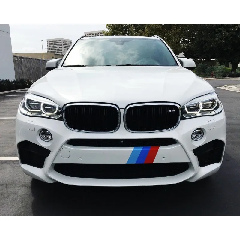 The iconic M-Performance tricolor sticker on the body is compatible with BMW side skirts, bumpers, and hood trims.