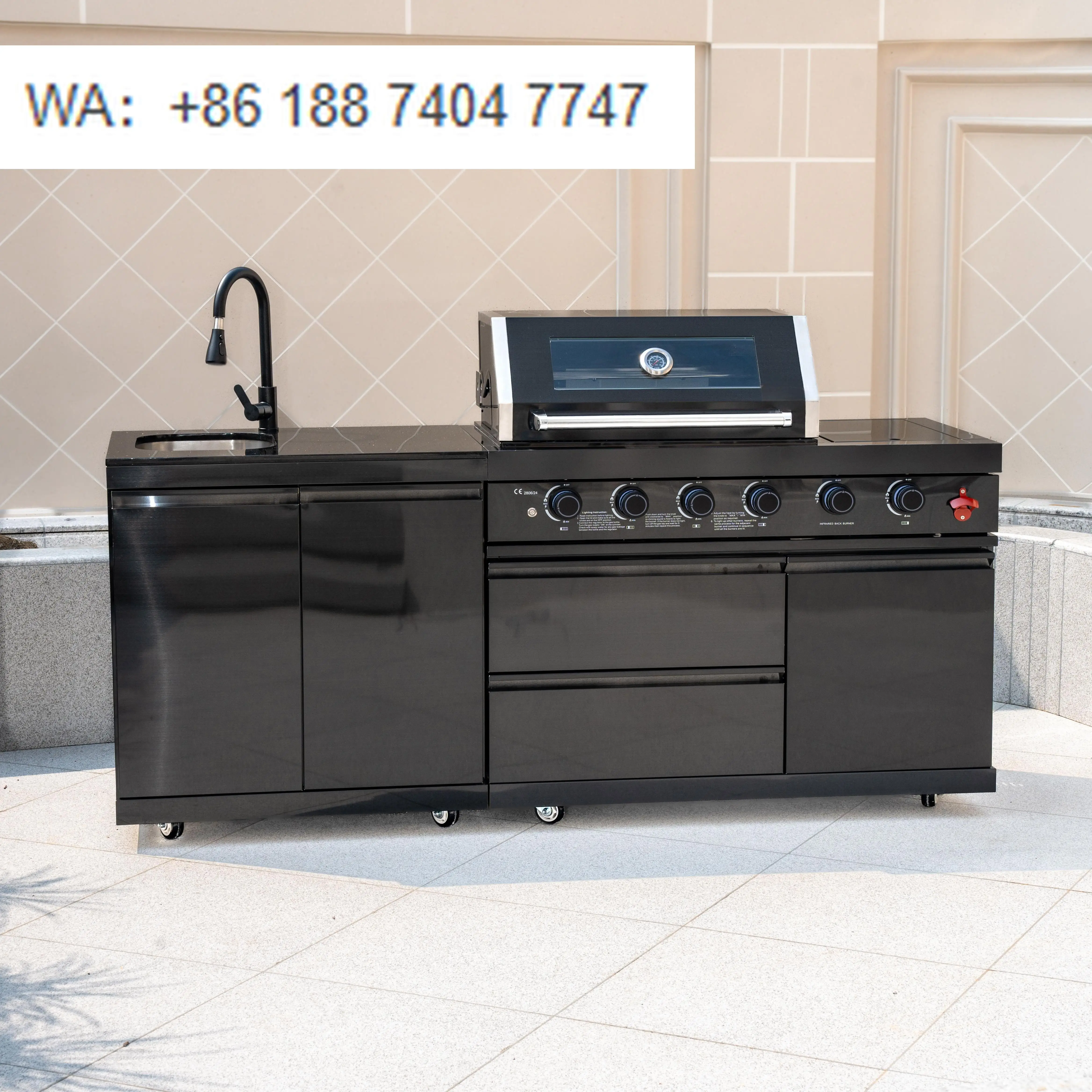 

Modern Stainless Steel 304 Titanium Outdoor Kitchen Gas Barbecue Grill with Sink for Home & Party Indoor & Outdoor BBQ's