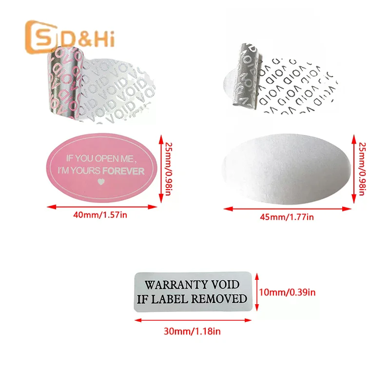 100Pcs Warranty Protection Sticker Security Seal Brittle Paper Tamper Proof Warranty Void Label Stickers Adhesive Label Guanante