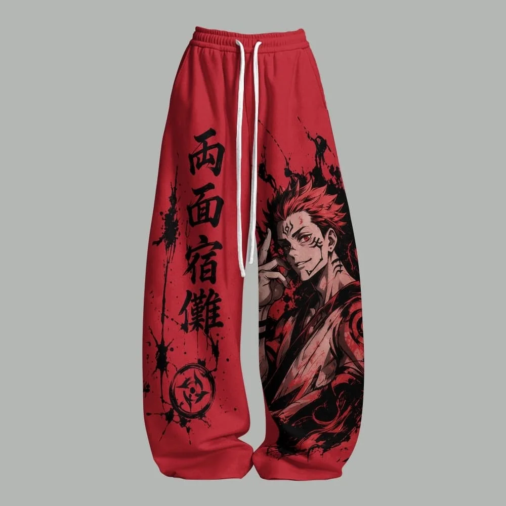 Jujutsu Kaisen Sukuna Kanji & Tintenspritzer Grafik Gerade Hose Sommer Schnelltrocknende Sporthose Unisex Streetwear Jogginghose – Detail 6