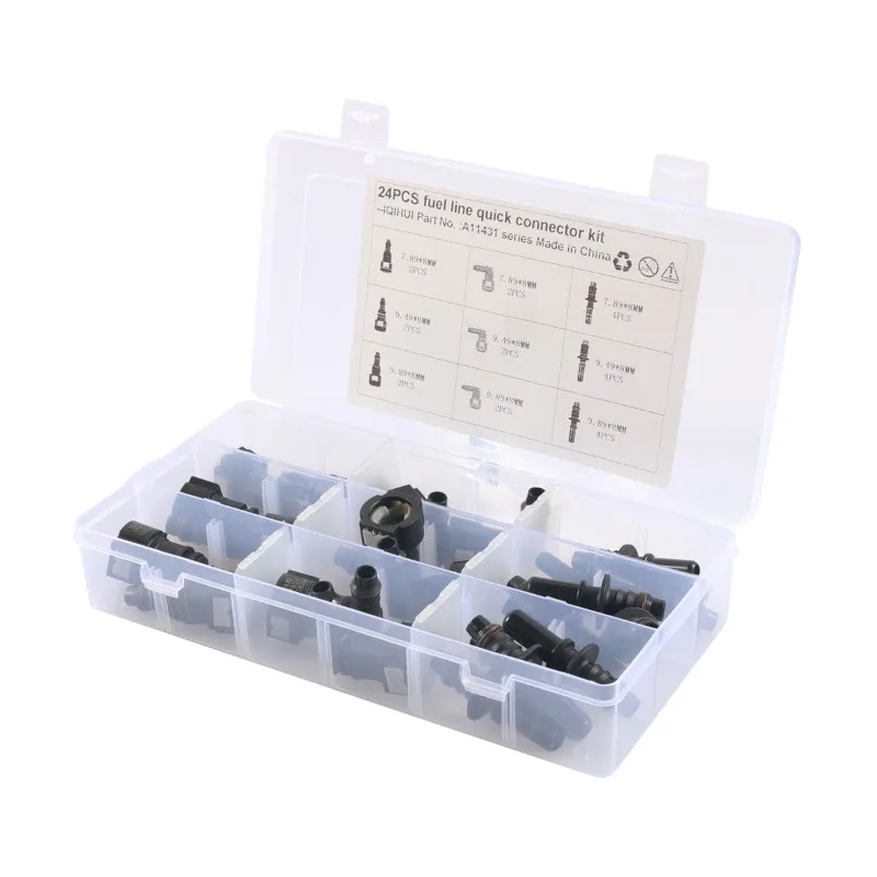 24 Pcs Fuel Pipe Quick Connector Male and Female Set, Automobile Pipeline Quick Plug Oil Pump Quick Plug Connector Kit