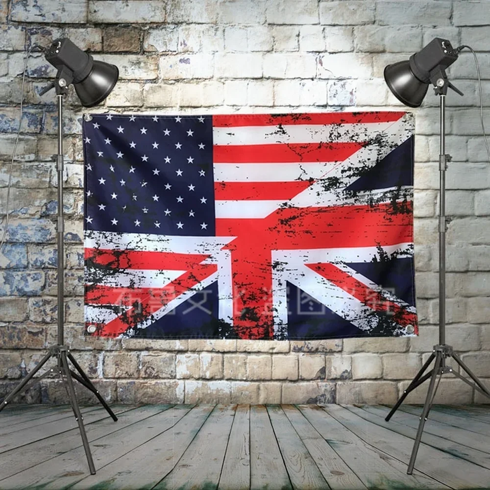 Retro USA British Flag Banner Art Home Decoration Hanging flag 4 Gromments in Corners Wall Art Canvas Painting Wall Hanging