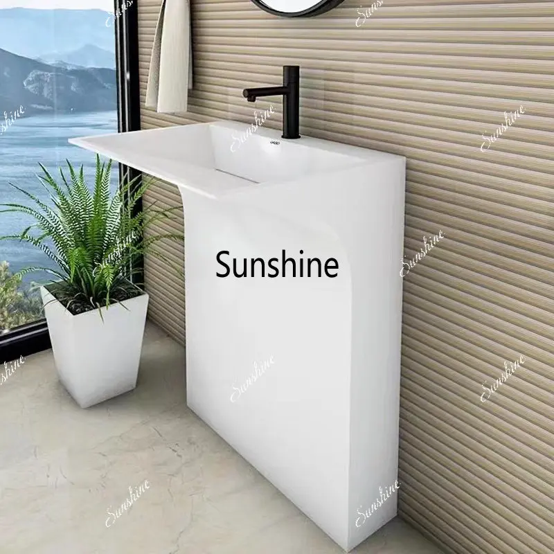 Integrated column basin small apartment floor-to-ceiling hand wash bathroom