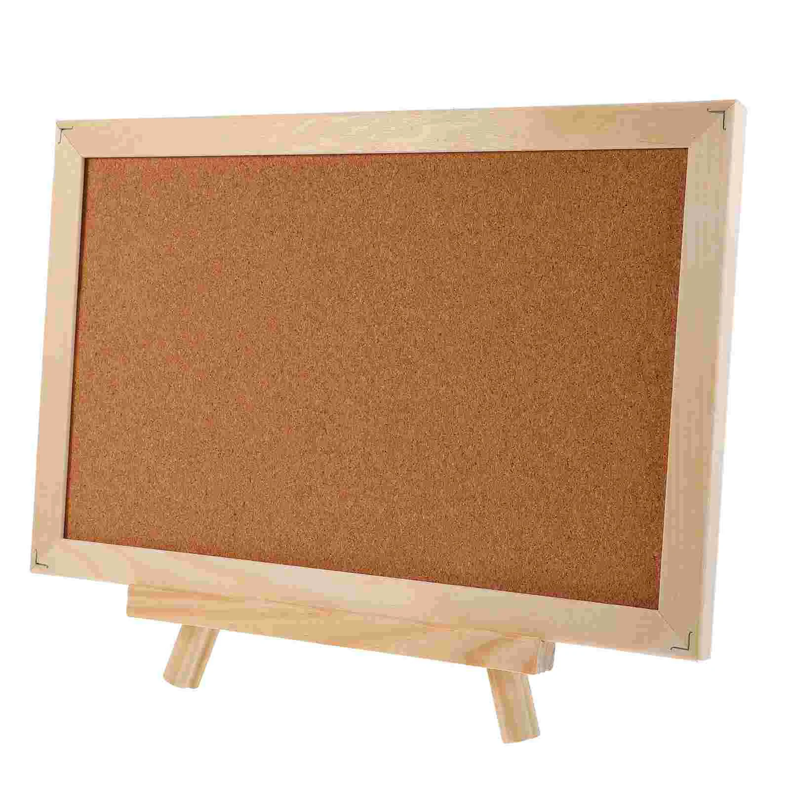 Wooden Frame Message Board Cork Memo Display Bulletin Small Monitor Stand Pin Tripod Home Notice