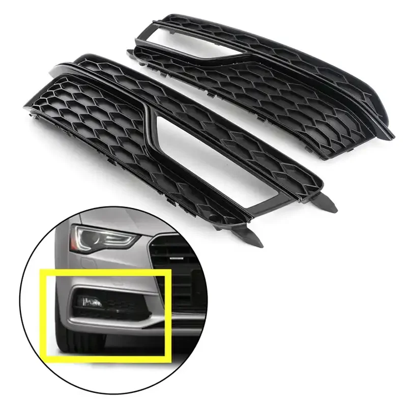 

Car Front Bumper Lower Grille Fog Light Grilles Cover For AUDI A5 S-Line S5 2013 2014 2015 2016 2017 8T0807681K 8T0807682K