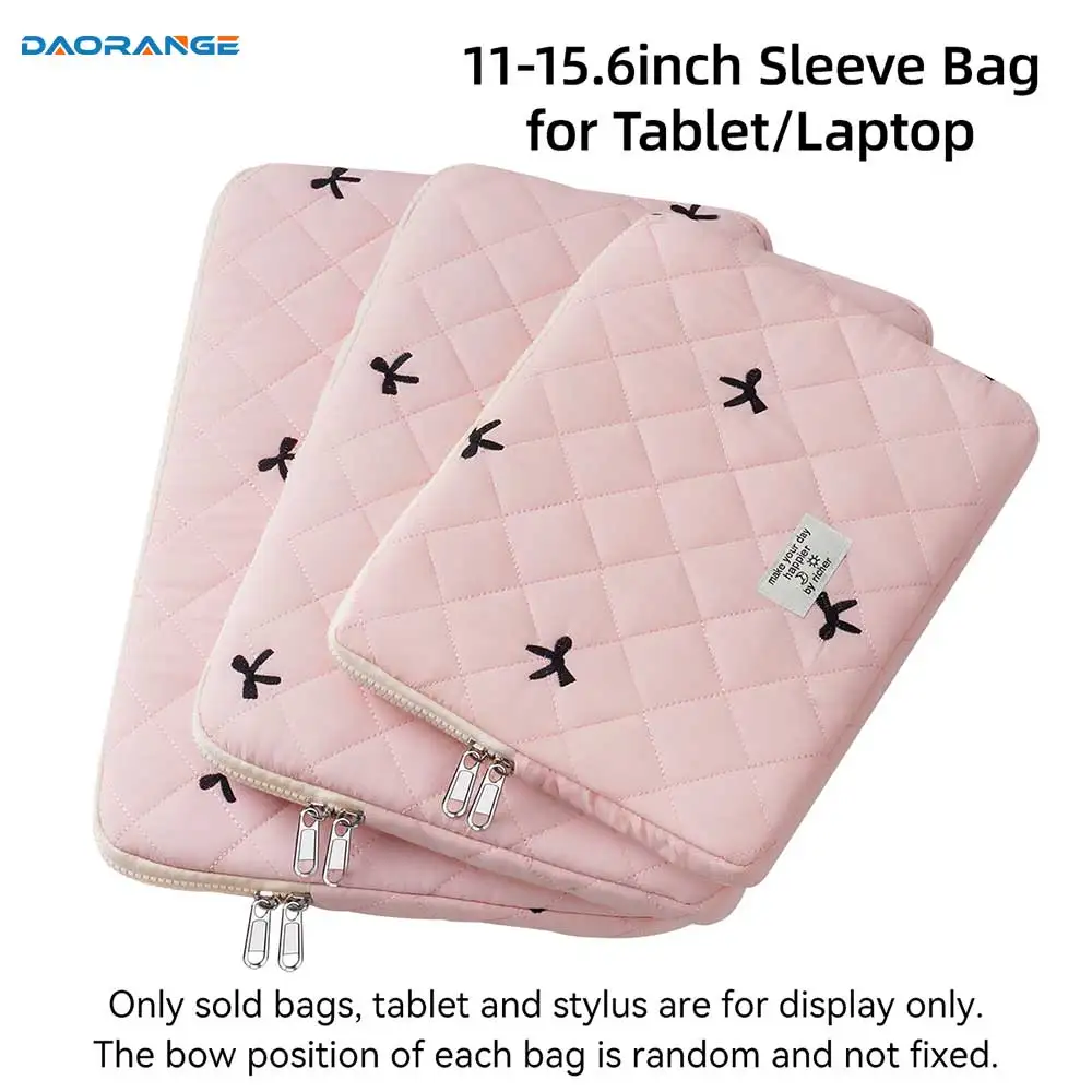 

2025 New Style Cute Bow Embroidery Computer Bag Tablet Sleeve Case 11 13 15 Inch Women Laptop Sleeves for iPad Tablet Protection