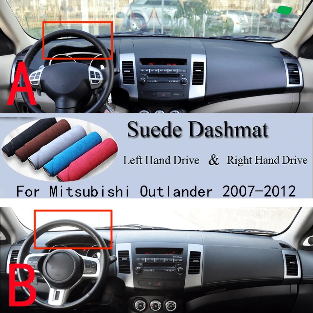For Mitsubishi Outlander Peugeot 4007 Citroen C-Crosser 2007 - 2012 Dashboard Cover Carpet Sunshade Suede Dashmat Pad Accessory