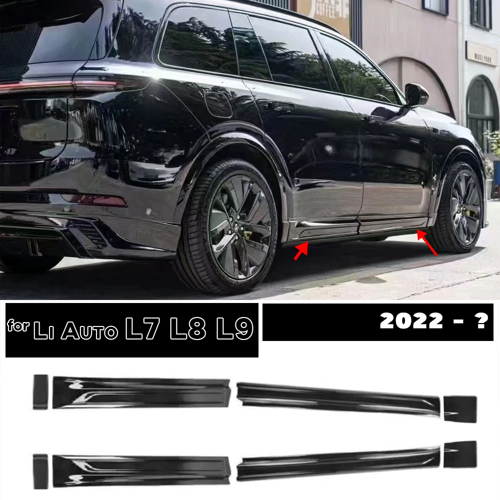 Sill di estensione della gonna laterale in stile MC aggiuntivo con stampa in fibra di carbonio nero lucido per Li Auto Lixiang L7 L8 L9 Max Pro