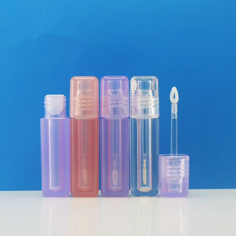 

100Pcs Empty Portable 5ml Wand Lip Gloss Tube Plastic Lip Glaze Tubes Square Full Clear Transparent Container