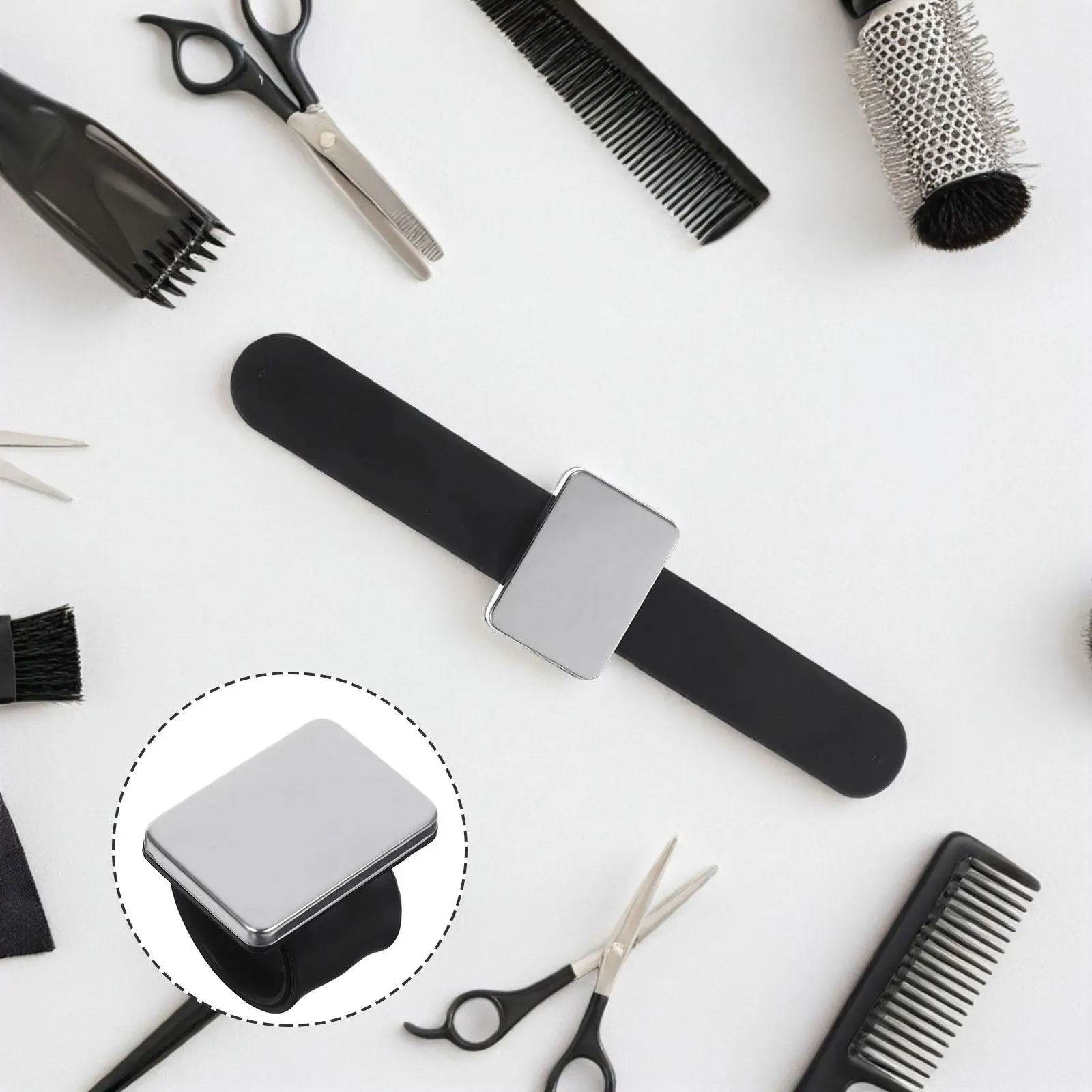 

Premium Silicone Slap Bracelet Magnetic Wrist Strap for Hairdresser Tool Organizer Salon Shop Equipment Black Slap Bracelet