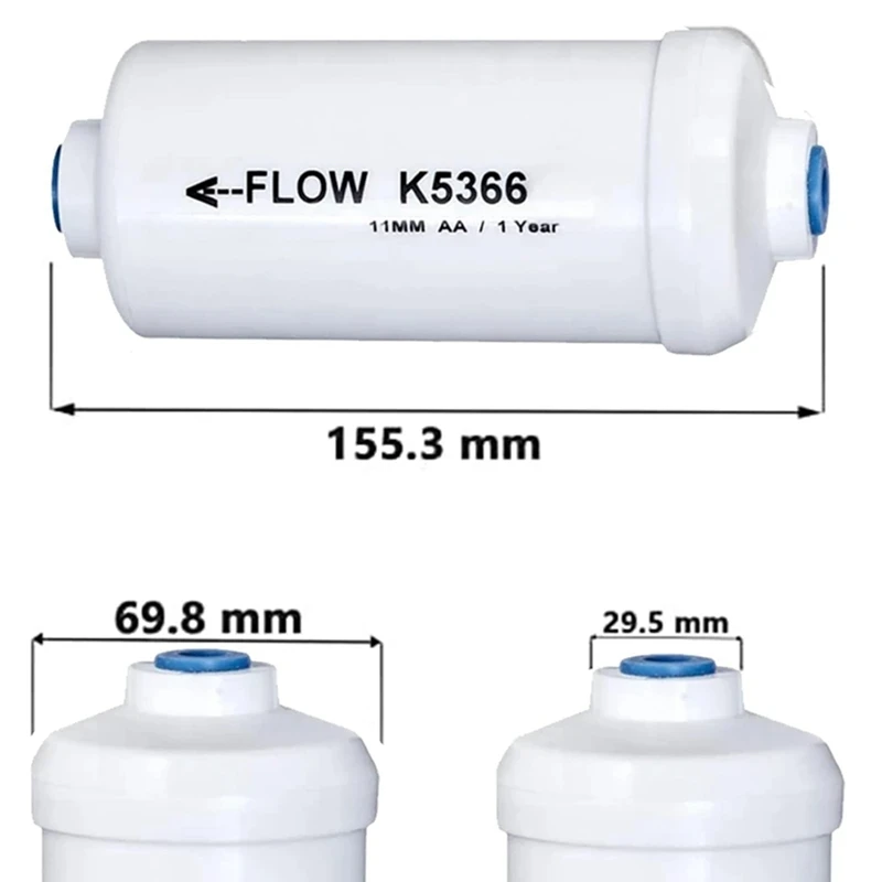 Filtro de agua de fluoruro de repuesto, 2 piezas, K5366, Compatible con sistema de filtrado de agua por gravedad, elementos de purificación, fácil