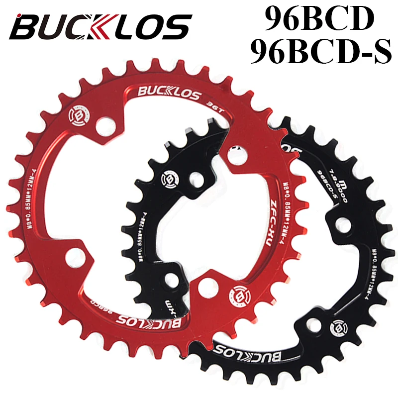 BUCKLOS 96BCD Mountain Bike Chainring 32T 34T 36T 38T Narrow Wide Tooth Plate Asymmetrical 96BCD-S Chainring Bicycle Parts