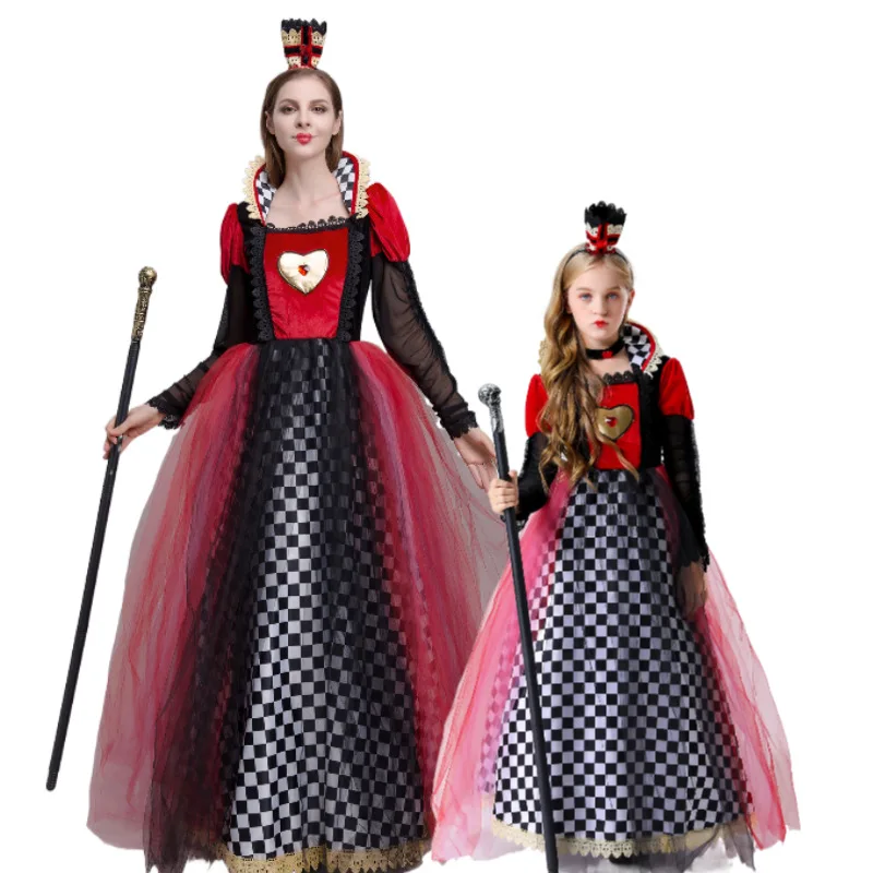 Disfraces de Halloween, versátiles, Sueños en el País de las Maravillas, Reina del Corazón de Durazno, Reina del Palacio, disfraces de fiesta, disfraces para padres e hijos