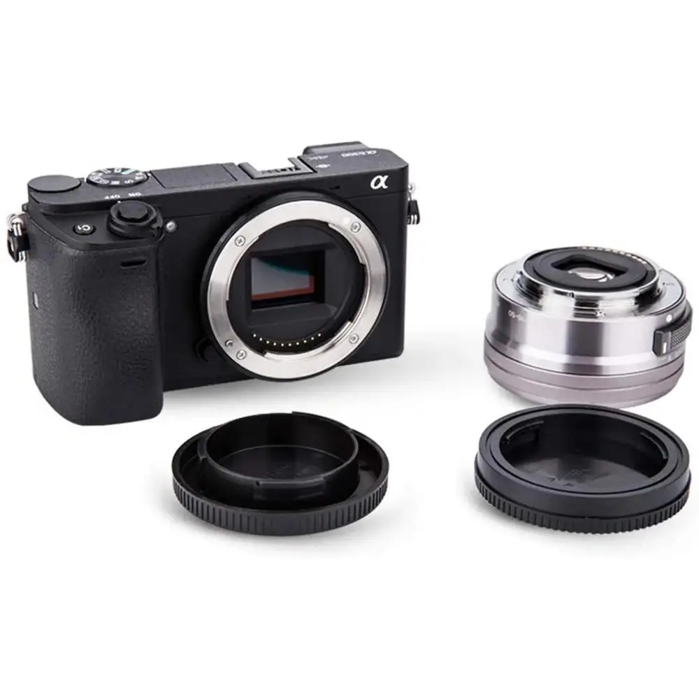 Paquete de 2 tapas de cuerpo de montaje electrónico y tapa de lente trasera para Sony A6000 A5100 A6100 A6300 A6400 A6500 A6600 ZV-E10 A7C A7 A7II A7III A7IV