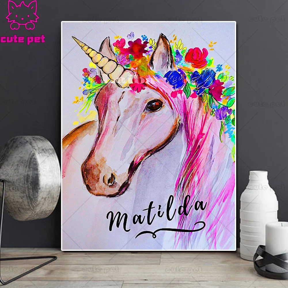 5d diamond painting Pink unicorn diy full diamond embroidery round diamond mosaic view rhinestone painting home art child gift