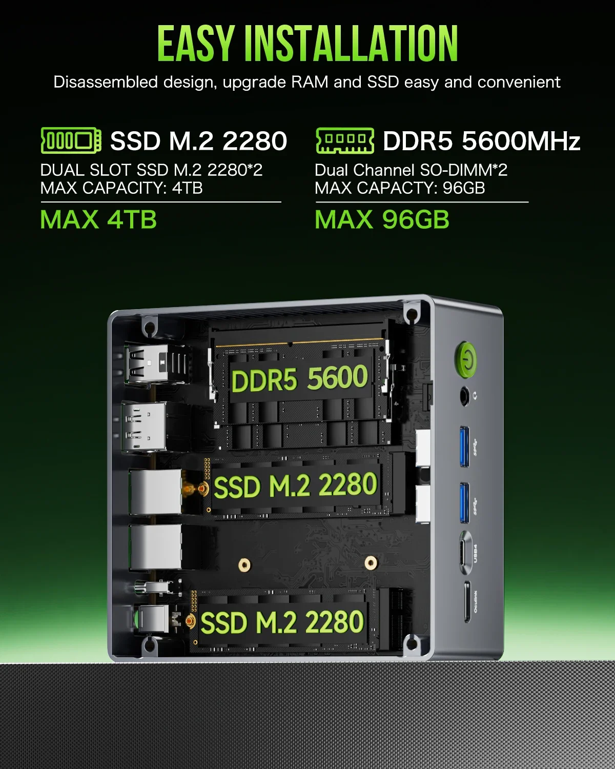 GMKtec M7 MINI PC Updated Version AMD R7 Pro 6850H Wins 11 Pro DDR5 NVME SSD PCIE 3.0 Wifi6 BT5.2 8K HD Desktop Gaming Computer