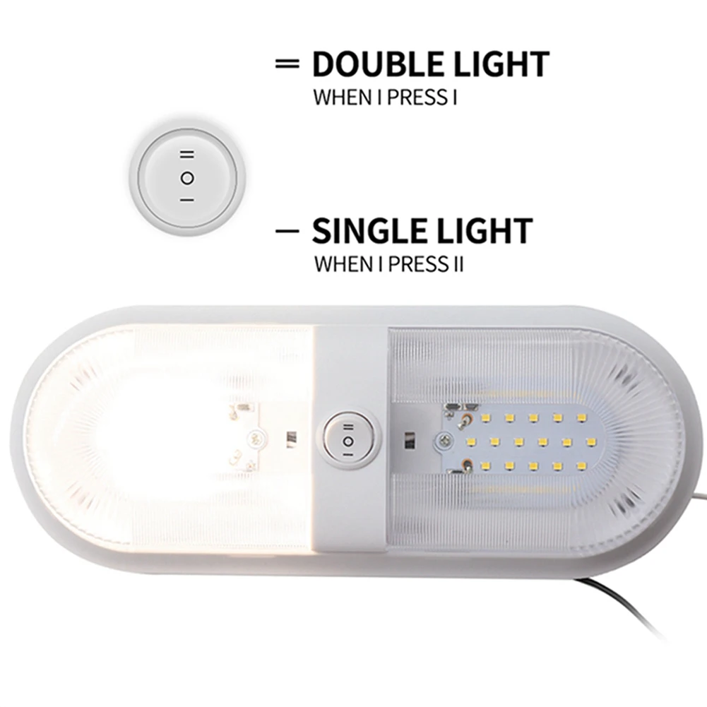 

10-24V 48 LED RV Camper Ceiling Light with Switch 4000-4500K Interior Dome Light for Marine Boat Yacht Motorhome