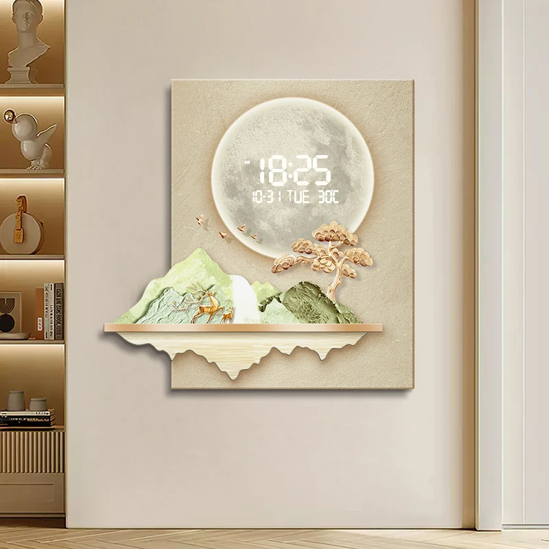 Large Size Abstract Artwork Digital Disply Wall Clock, Luxurious Quartz Clock for Home Decor,living Room,bed Room Décor