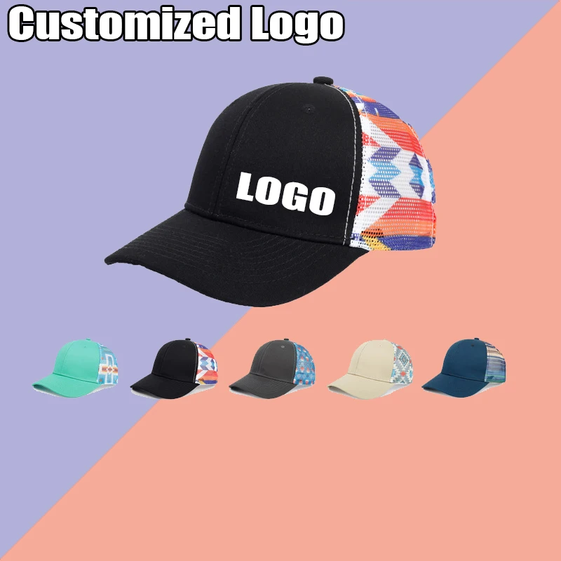 Customized Logo Print Color Matching Light Board Truck Driver Hat Men Women Sun Outdoor Travel Micro-curved Mesh Baseball Cap