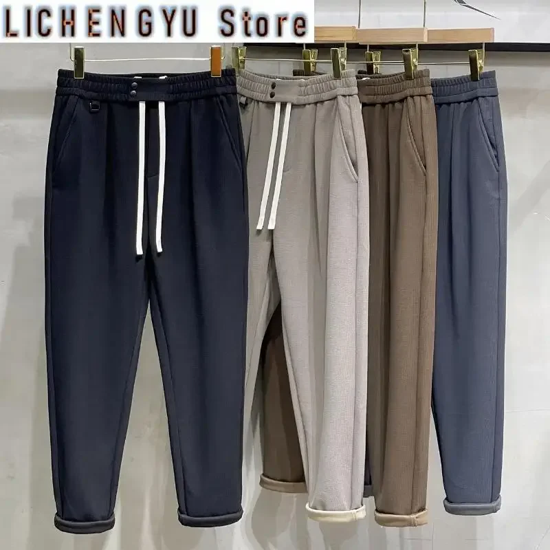 Spring Autumn Men Pants Fashion Retro Lace Up Elastic Waist Casual Pants Men Jogger Loose Sports Harlan Trousers