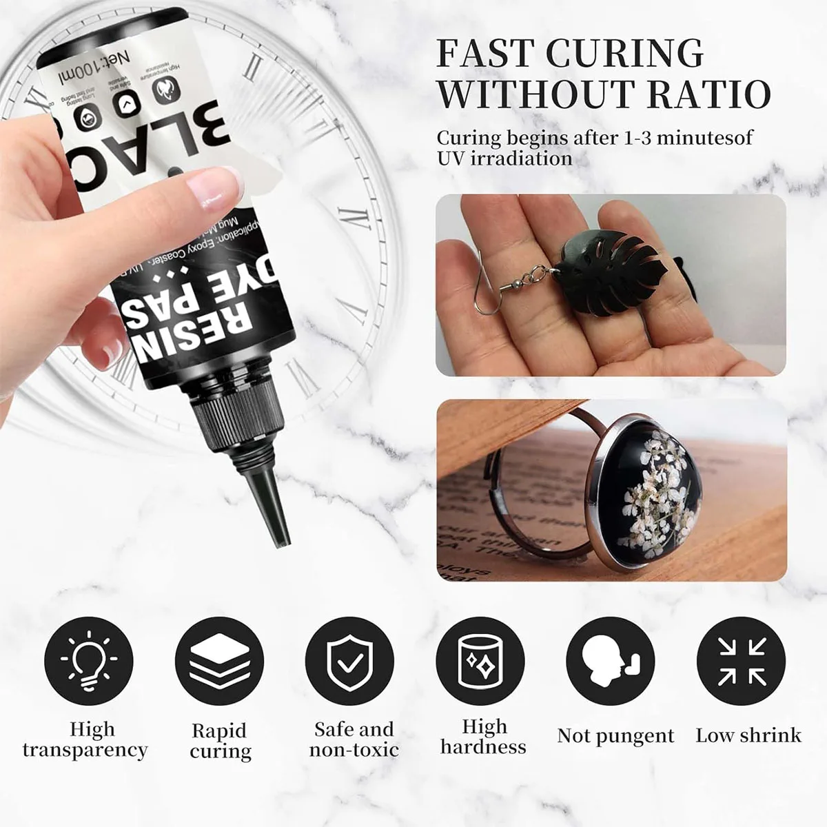 50ml 100ml Hochkonzentrierte Harz-Farbpaste Schwarz Weiß Epoxid-Farbpigment für UV-Harz, DIY Kunstmalerei, Untersetzer, Bastelarbeiten, Schmuck – Detail 6