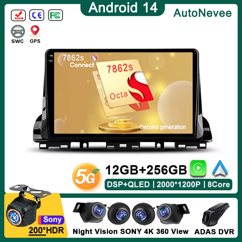 

Android 14 Multimedia For KIA CERATO K3 FORTE 2019 2020 Car Player GPS Stereo Navigation Auto Radio Screen No 2Din DVD Head Unit