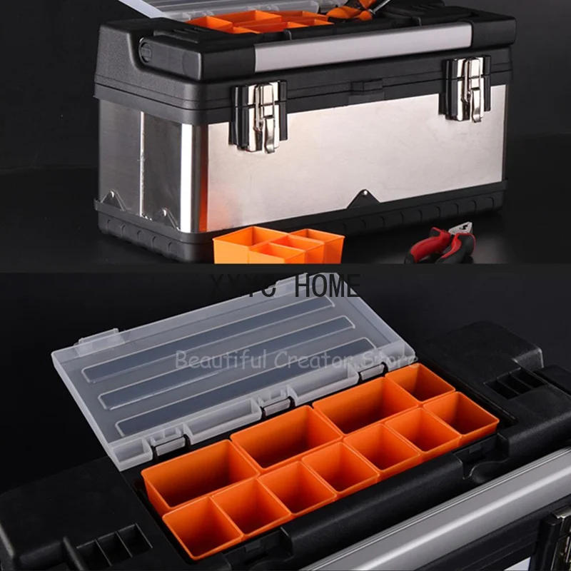 Thickened Tool Box Stainless Steel Electrician Suitcase for  Portable  Hardware  Organizer Large Tool Case