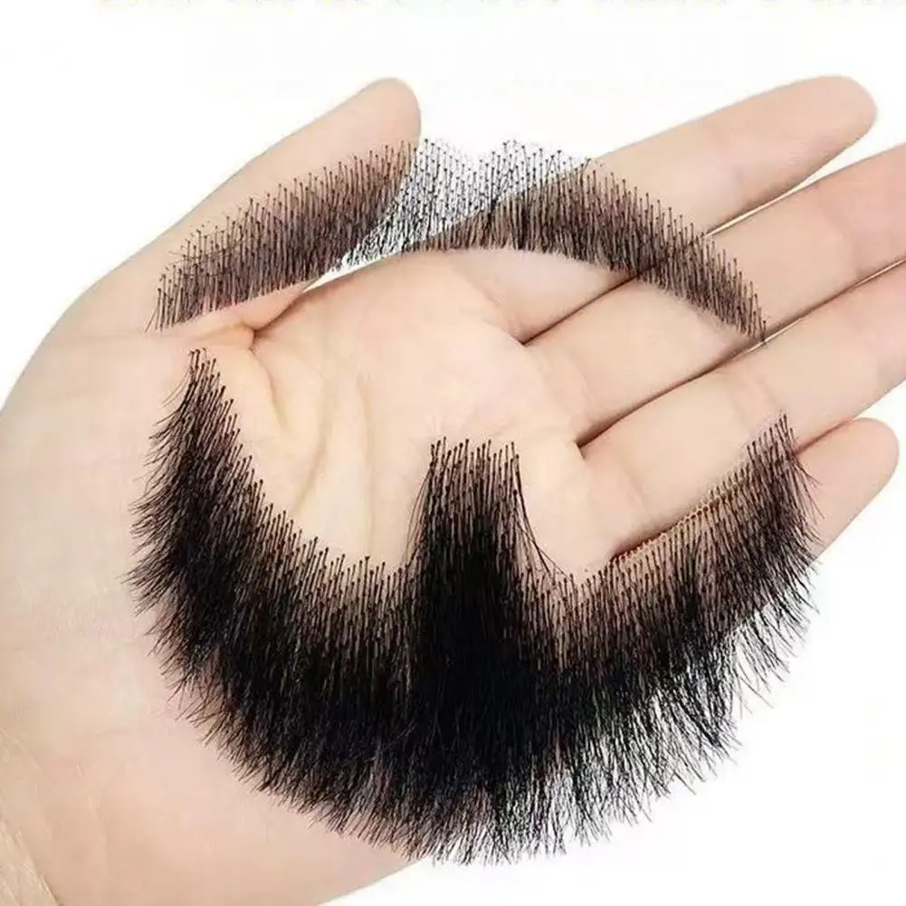 2Pcs Fake Beard Goatee Mustache Invisible Lace Facial Hair False Goatee Beard Halloween Dressing Makeup Drama Party Movie Prop
