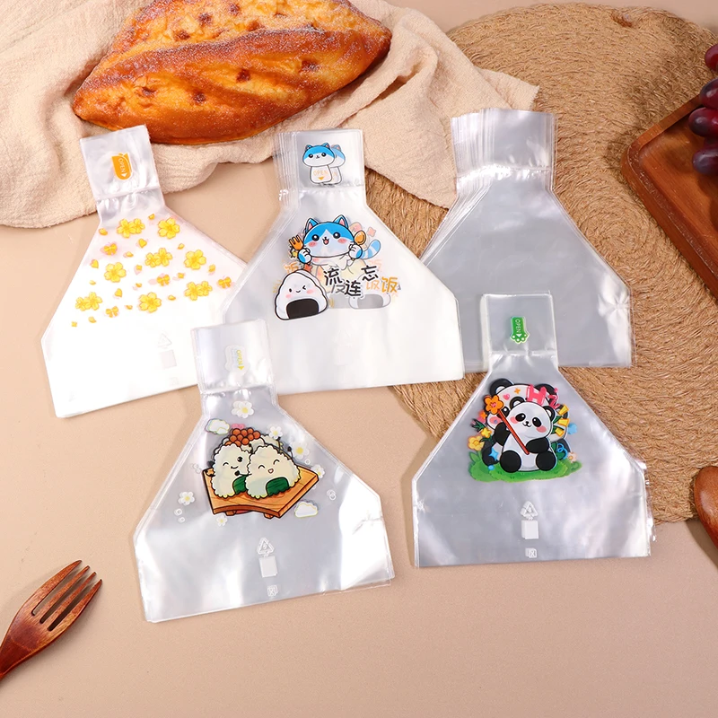 50Pcs Lovely Cartoon Japenese Triangle Rice Ball Disposable Packaging Bag Nori Onigiri Wrappers Sushi Bag Bento Accessories