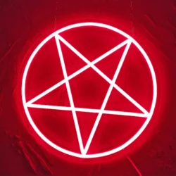 1pc Led Inverted Pentagram Sign, USB Powered Neon Sign For Bar, Shop, Store, Garage, Workshop, Living Room, Lighting Wall Décor