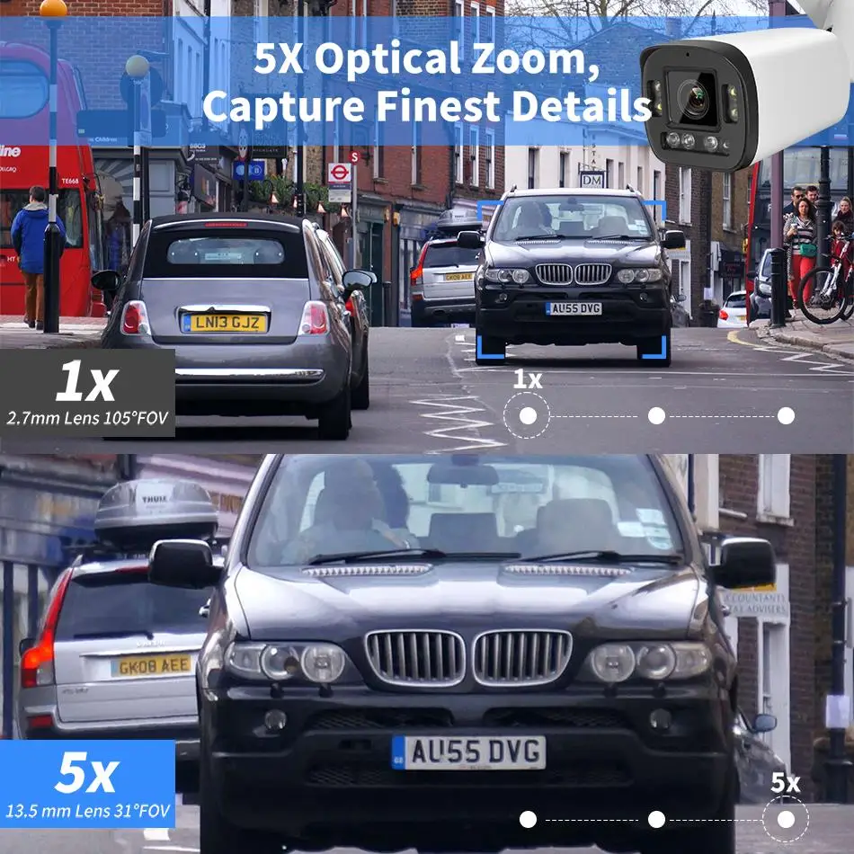 VIKYLIN 8MP 5X Zoom Bullet IP Camera SD Card Slot 2-way Audio Surveillance IP Camera IP66 Onvif Home CCTV POE Security Camera