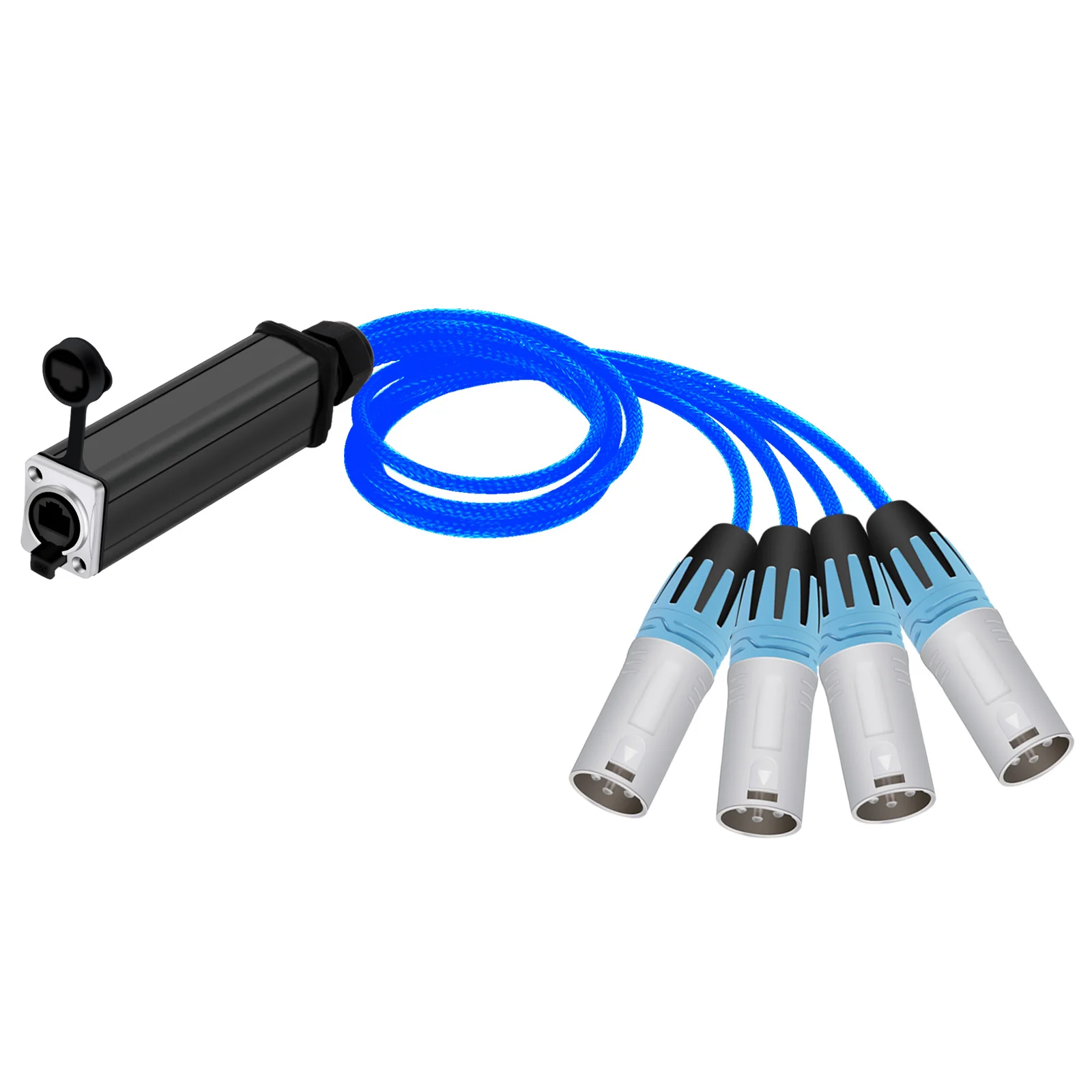 4 Channel 3Pins XLR Male/Female Connector Audio Signal Extender Cable Splitter to RJ45 Receiver for Sound and Lighting Transfer