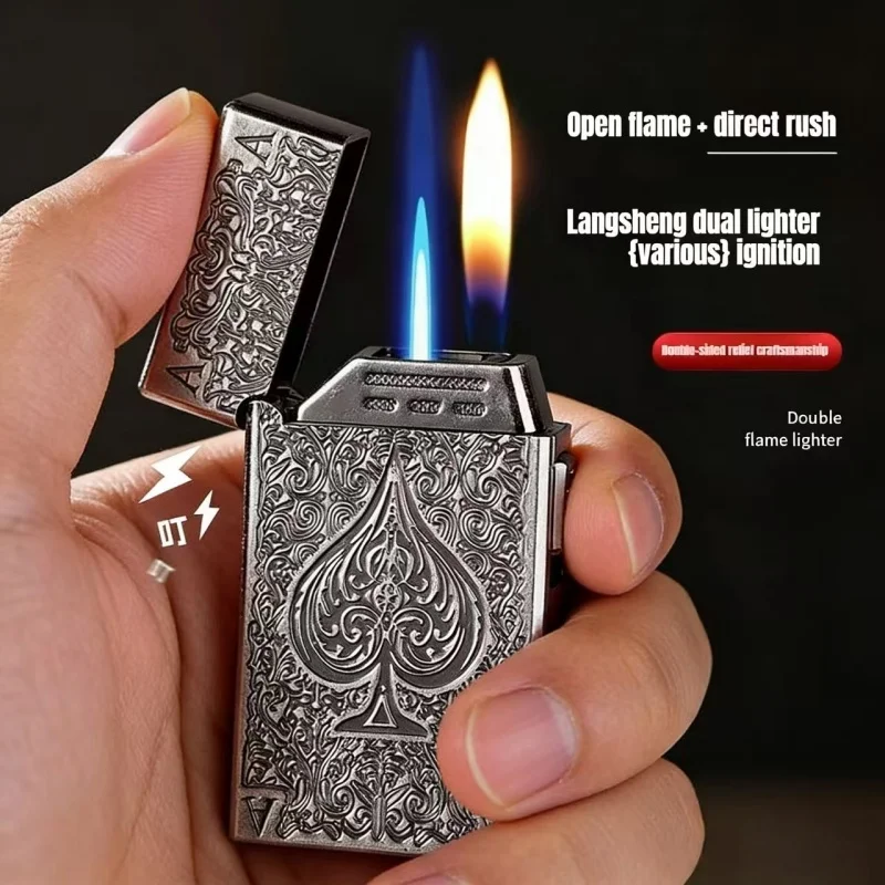 Relief craftsmanship windproof inflatable lighter,metal intelligent sensing inflatable cigarette lighter,portable men's gift