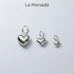 925 Silver Charms Heart Charms DIY Pendant Necklace Accessries Jewelry Three Dimensional Charm Pendant Handmade DIY