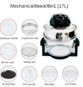 Phace 110V Glass Visual Large Capacity Multifunctional Air Fryer Convection Oven Halogen Oven Electric Oven