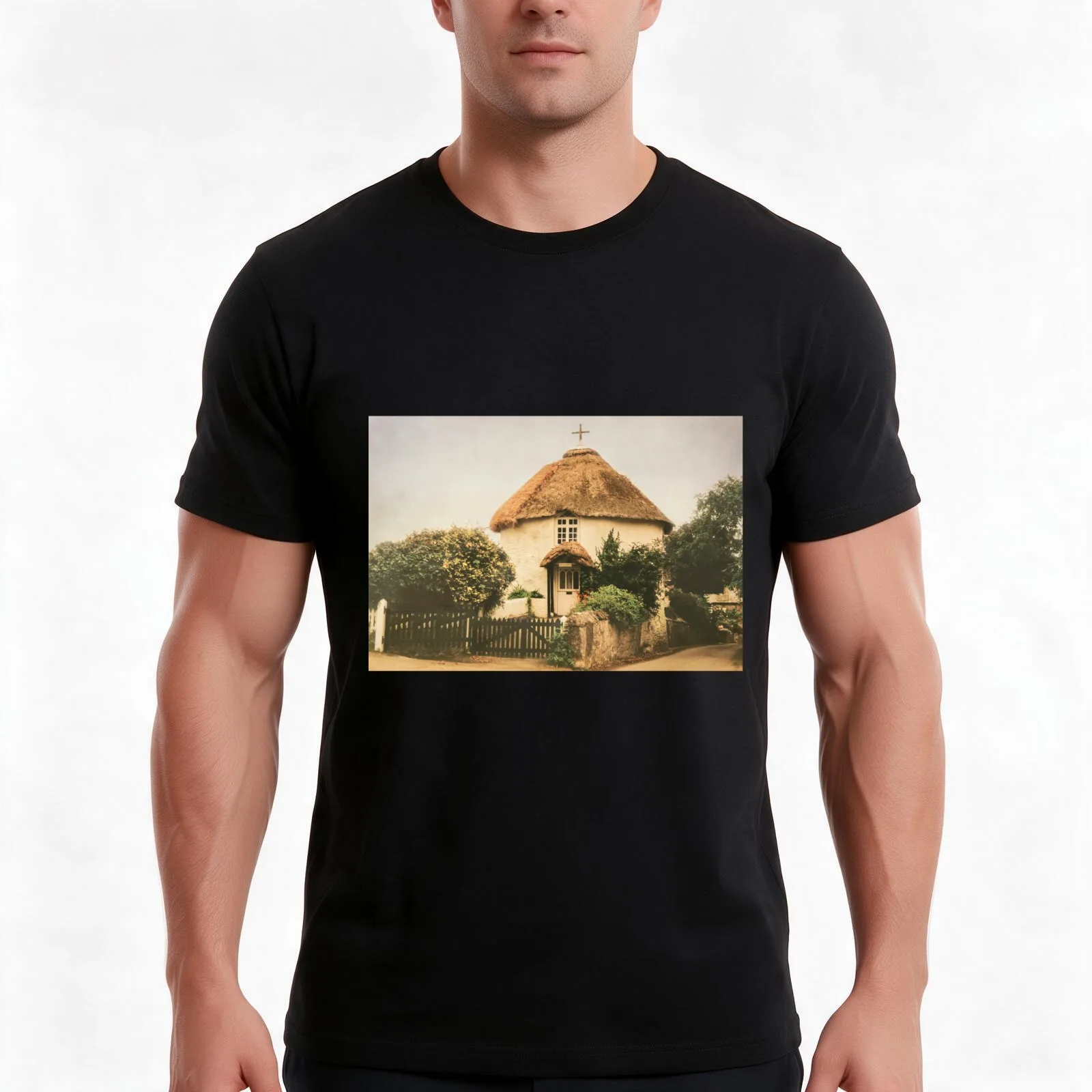 Round House at Veryan Cornwall T-Shirt Summer Casual Cotton Tee Oversized Streetwear Tops Vintage Graphic Print 100% Cotton