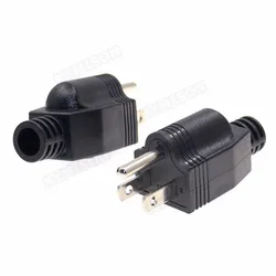 US American 3 Pin Nema 5-15P AC Electrical Power Male Plug Adaptor Adapter Wire Rewireable Extension Cord Connector