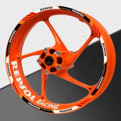 Wheel Hub Decoration Motorcycle Repsol HRC CBR CB Frame Strip Reflective Stickers Waterproof Decal For Honda 17 Inches