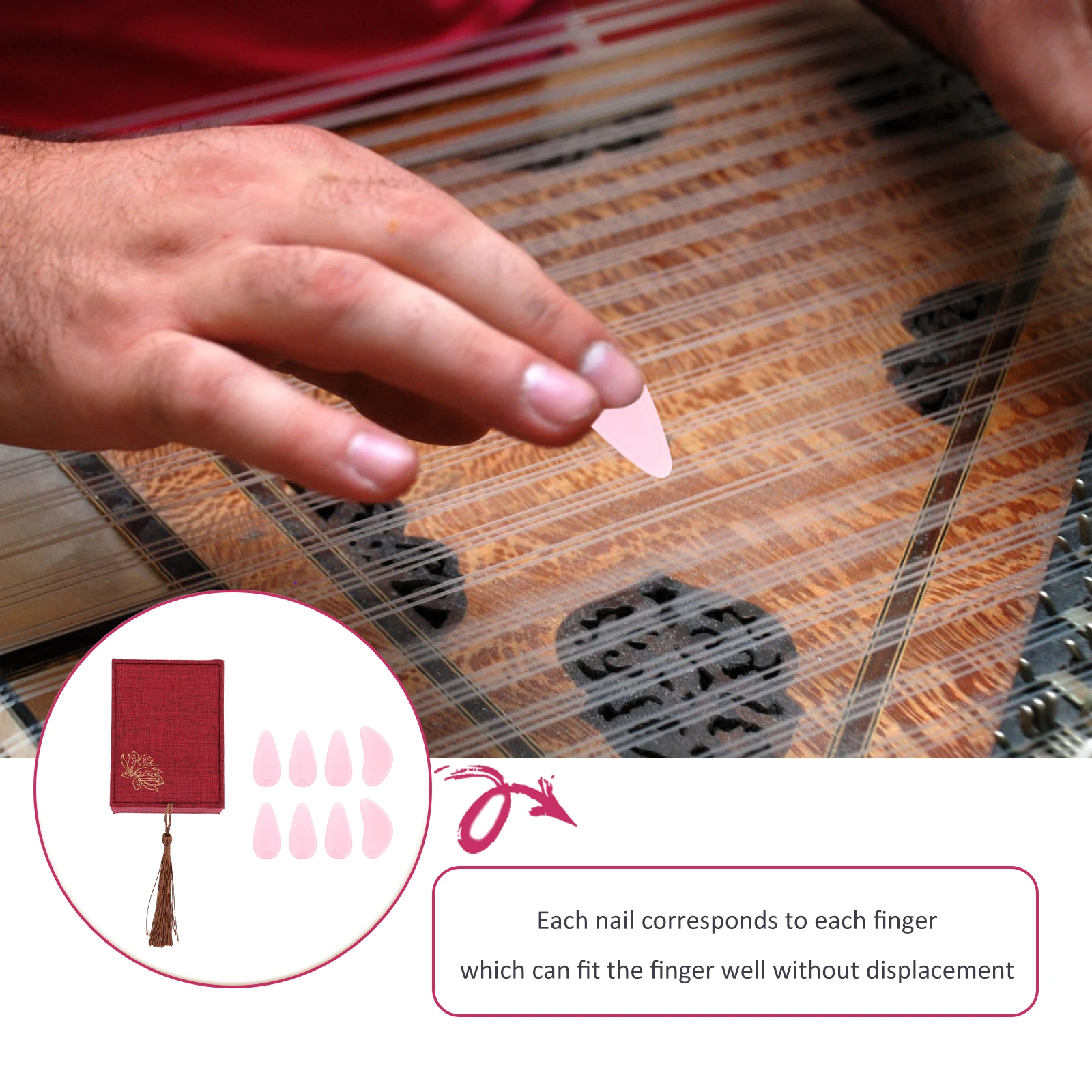 

1Set Guzheng Nail Pick Covers Durable Breathable Guzheng Practice Finger Nails Protective Playing Accessories Water Crystal