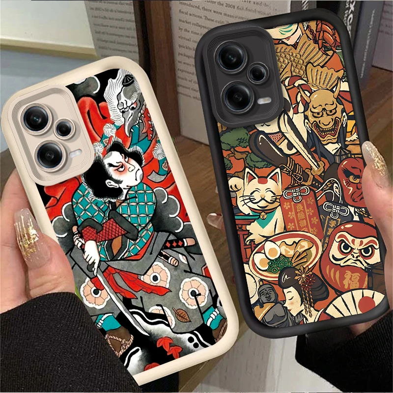 Ukiyo-e Ghost Samurai Sea Wave Case for Xiaomi Redmi Note 13 12 11 Pro Plus 4G 5G 12S 11S 10S 10 9 9S Redmi 14C 13C 12C A3 12