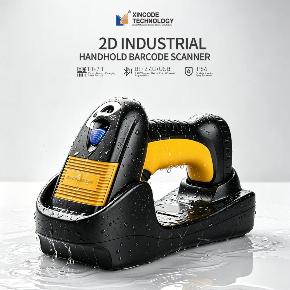 Xincode Rugged Industrial Wireless Barcode Scanner Reader Qr Code Scanning With Charing Bases Support OCR MRZ Customization OEM
